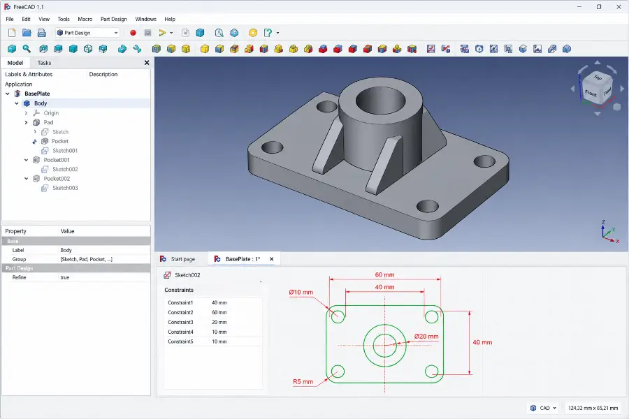 FreeCAD — δωρεάν πρόγραμμα ανοιχτού κώδικα για τεχνική σχεδίαση 3D