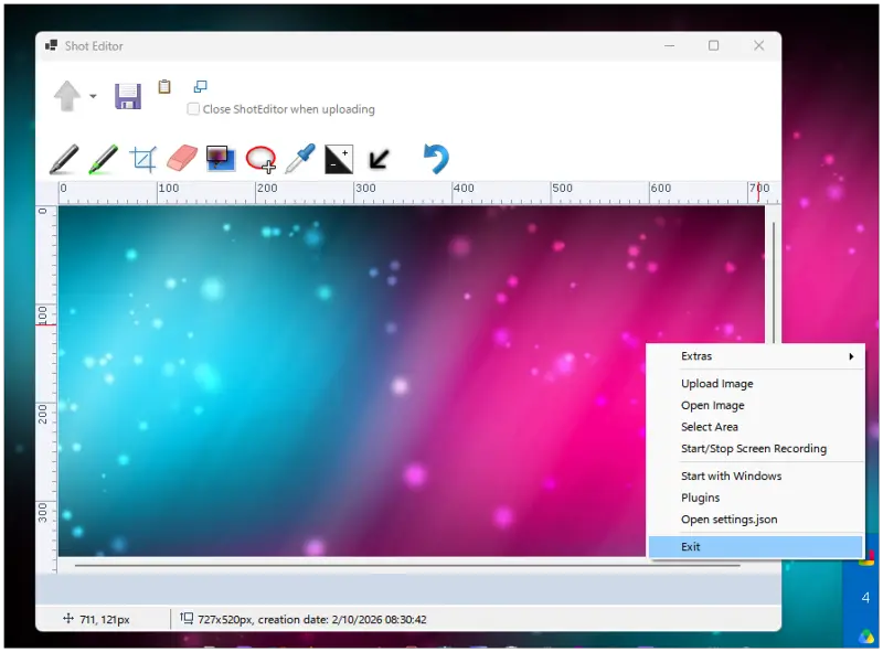 Επιλογή περιοχής της οθόνης με το HolzShots στα Windows
