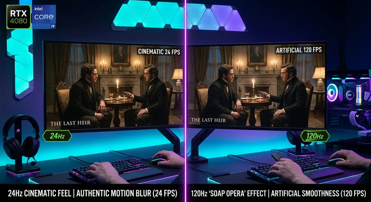  Σύγκριση προβολής ταινίας στα 24fps και στα 120Hz με Soap Opera Effect   