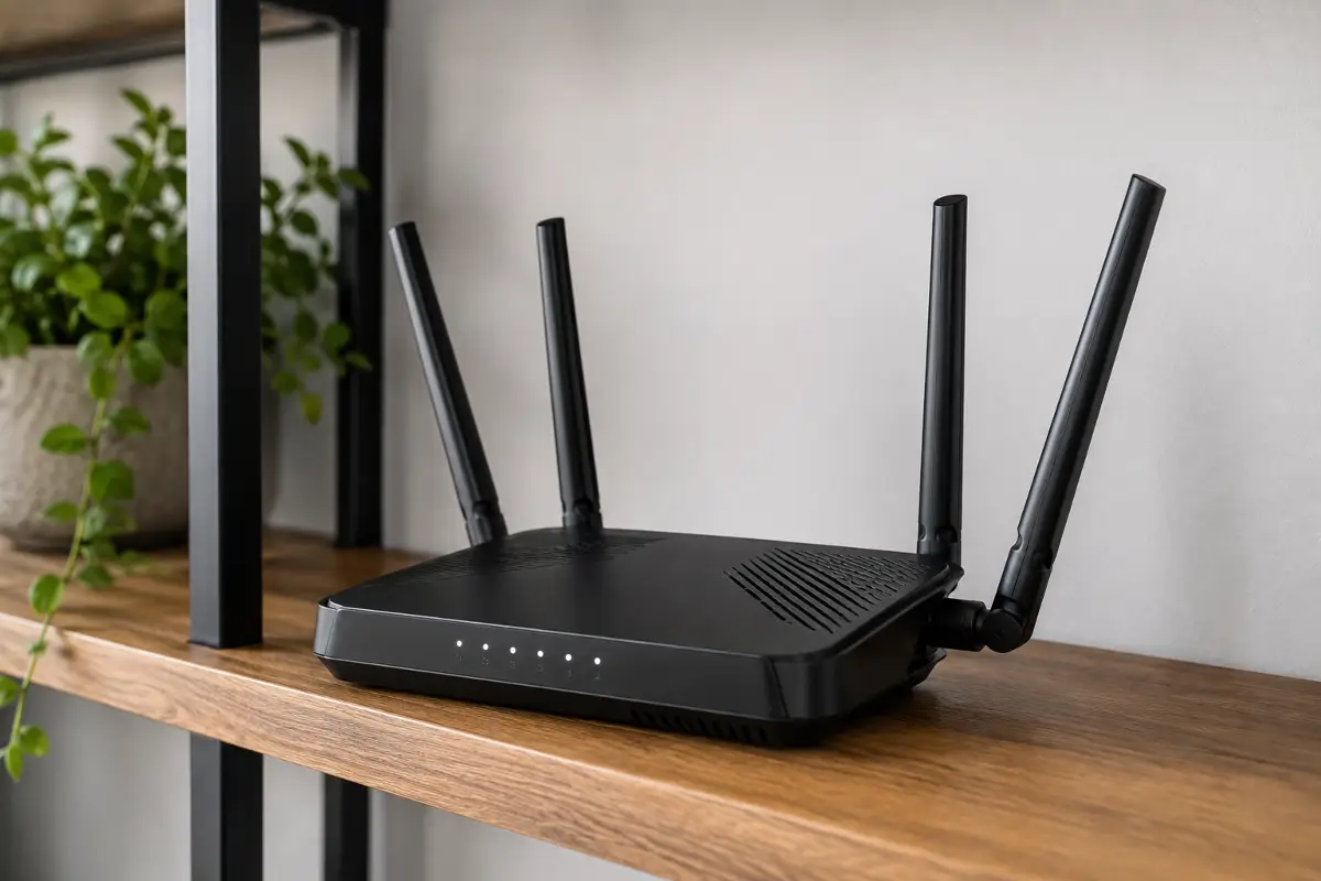 Router με εξωτερικές κεραίες σε σωστή γωνία τοποθέτησης