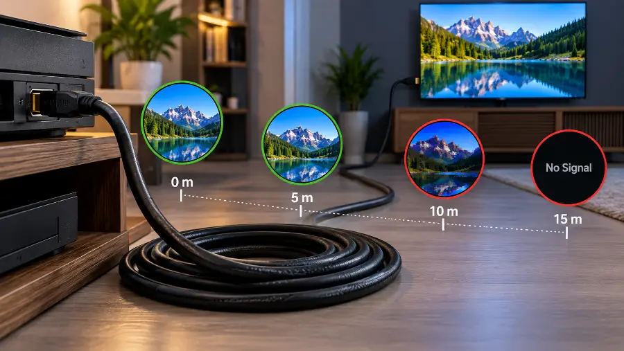 Μεγάλο καλώδιο HDMI και απώλεια σήματος σε μεγάλες αποστάσεις
