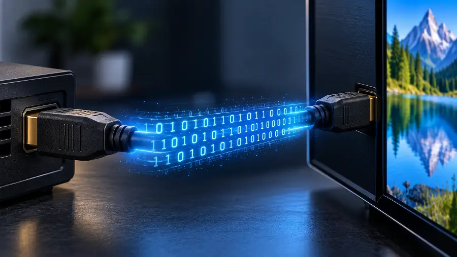 Απεικόνιση ψηφιακού σήματος HDMI ως ακολουθία δυαδικών ψηφίων